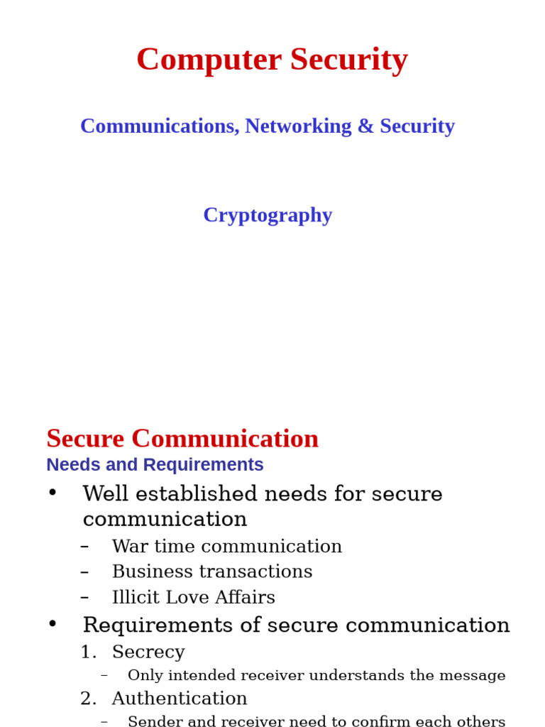 Cryptography: Secure Communication Essentials | PDF | Encryption | Key ...