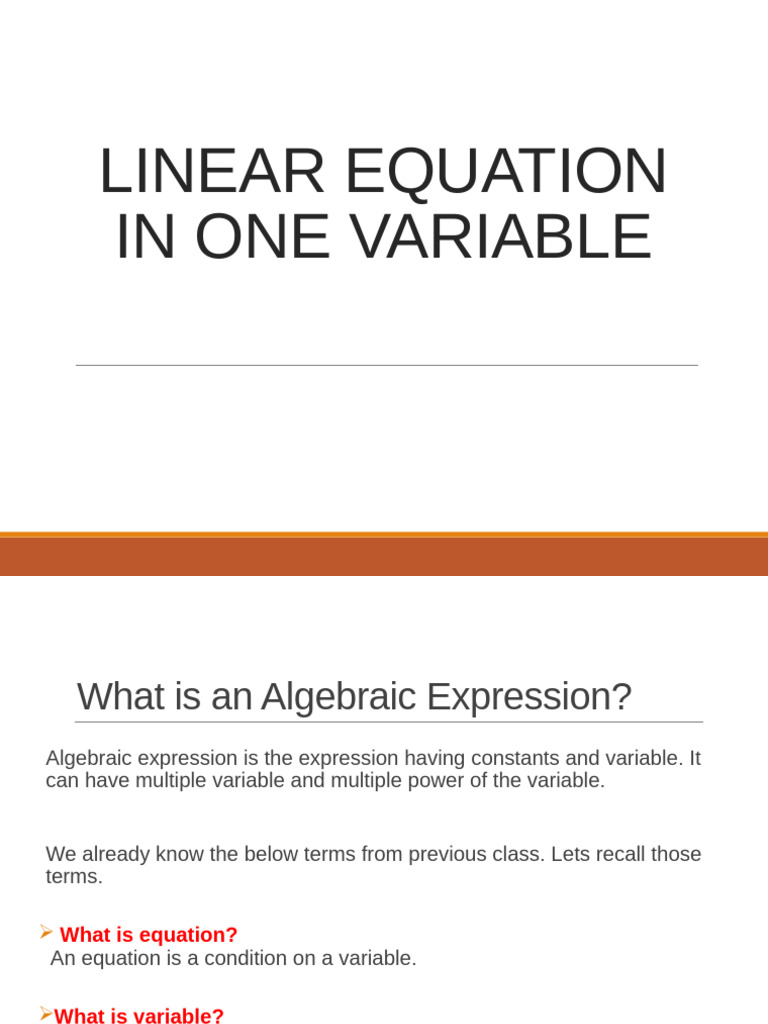 Understanding Linear Equations in One Variable | PDF | Equations ...