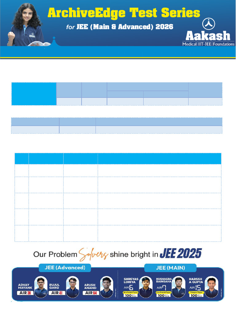 JEE Test Series 2026 Schedule & Details | PDF | Academia | Government ...
