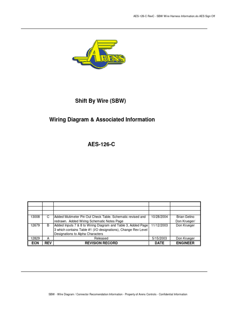 SBW Wire Harness Diagram & Notes | PDF | Electrical Connector | Relay