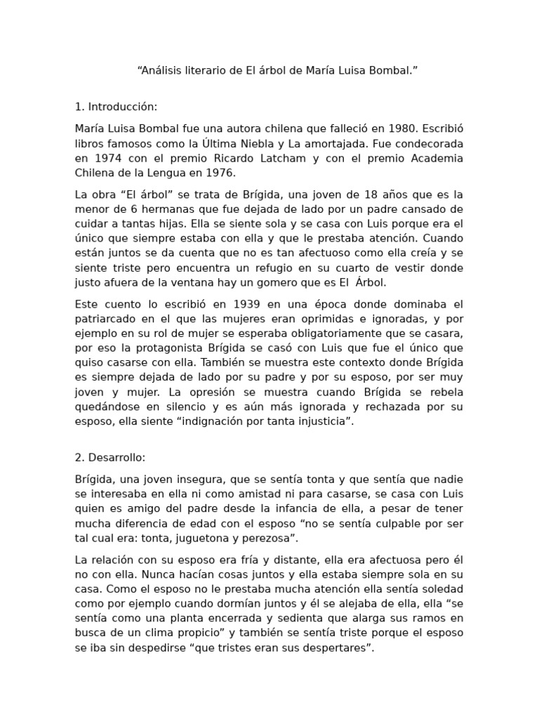 Análisis Literario de El Árbol | PDF | Amor
