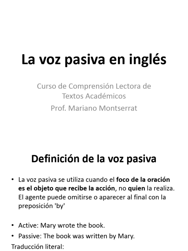 Uso de la voz pasiva en inglés académico | PDF | Verbo | Conjugación ...