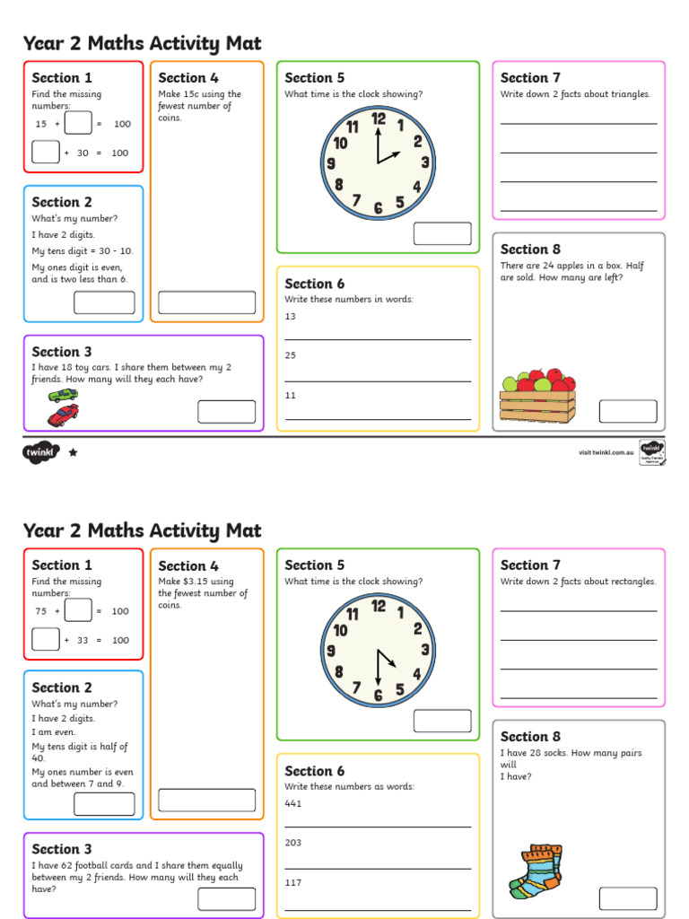Year 2 Maths Activity Mat Guide | PDF | Rectangle | Euclidean Plane ...