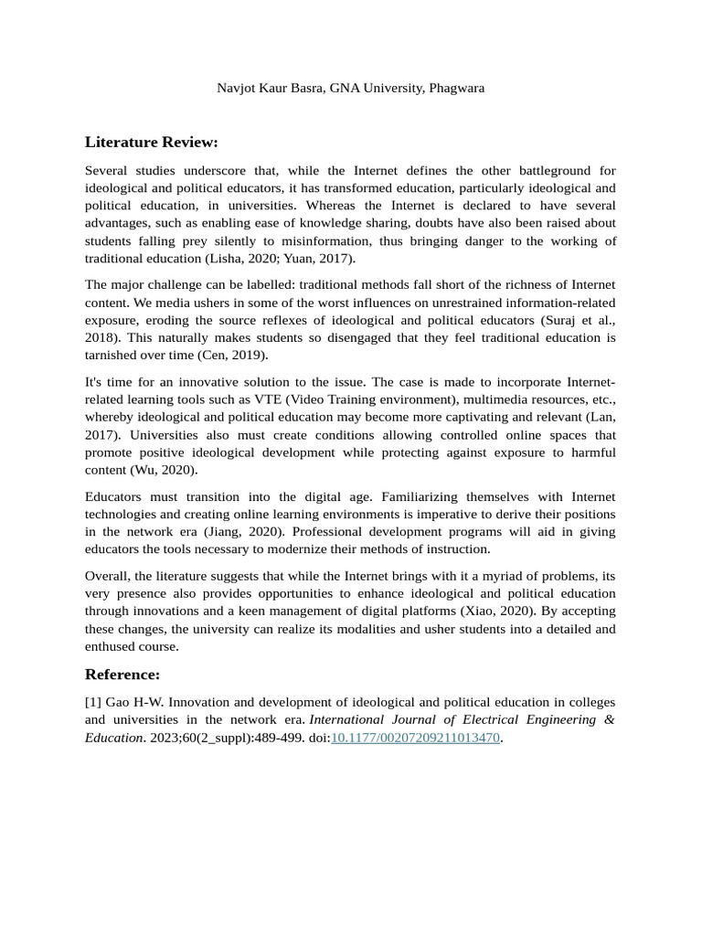 Innovation in Ideological and Political Education in The Network Era | PDF