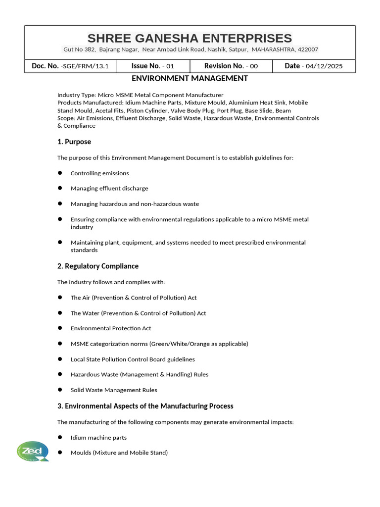 13.1 ENVIRONMENT MANAGEMENT | PDF | Waste | Effluent