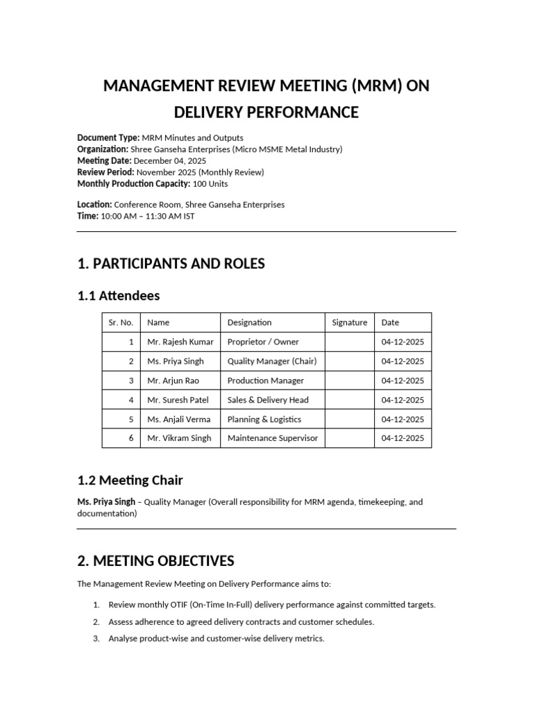 MRM ON DELIVERY PERFORMANCE | PDF | Specification (Technical Standard)