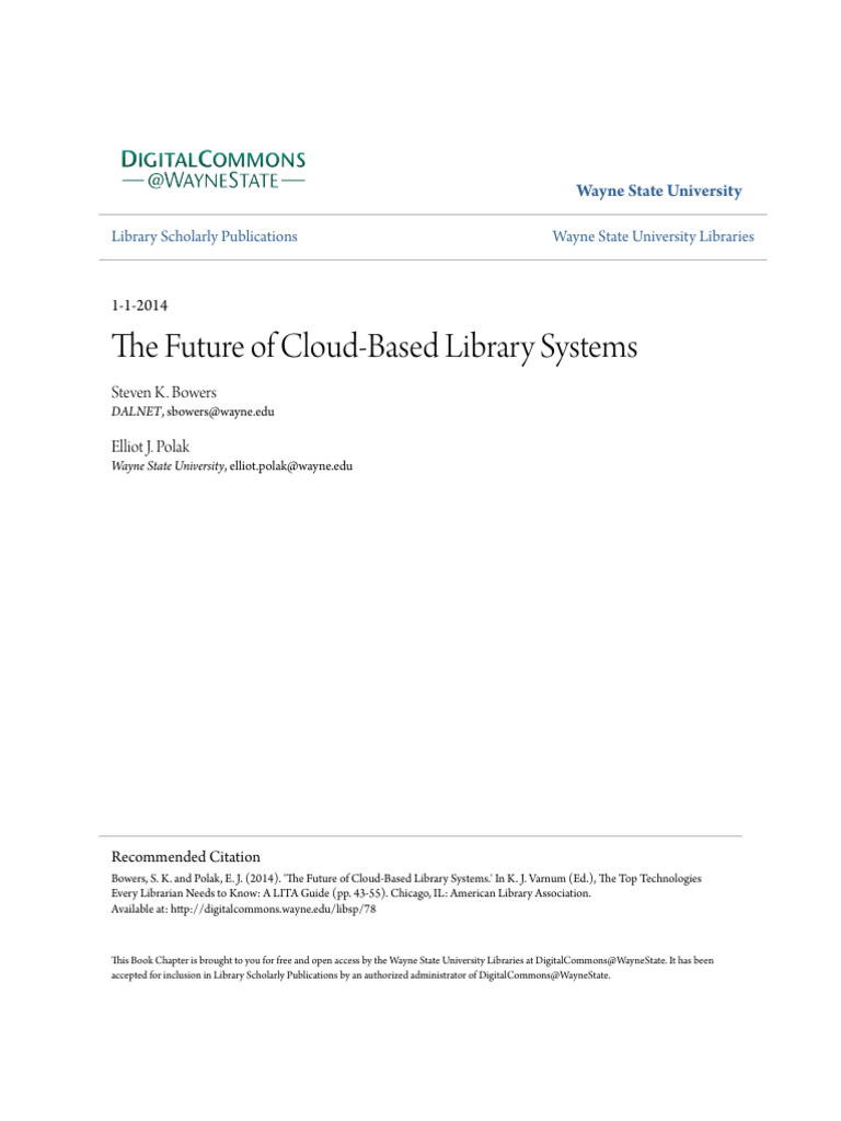 Future of Cloud Library Systems | PDF | Metadata | Cloud Computing