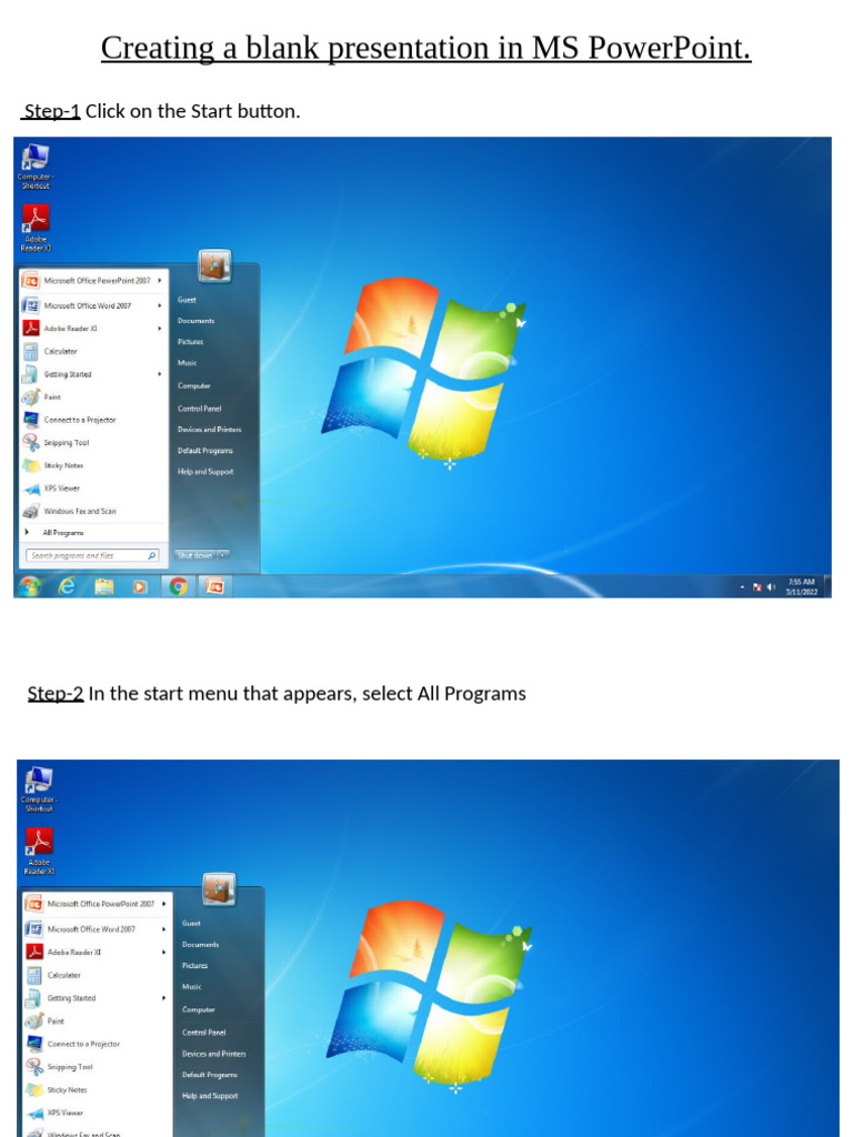 Creating A Blank Presentation in MS PowerPoint. (Practical 27) | PDF