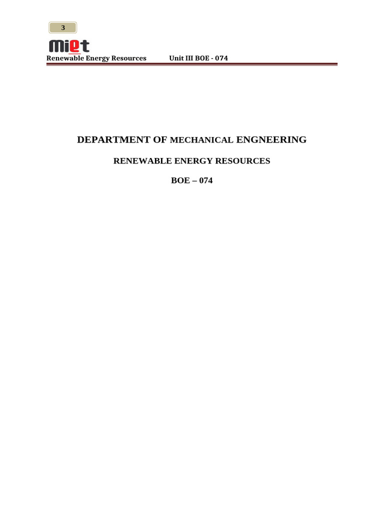 UNIT 3 RER NOTES | PDF | Fuel Cell | Geothermal Energy