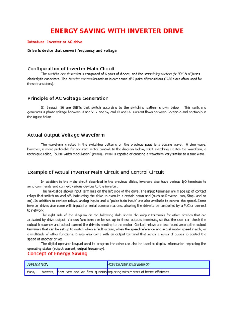 Energy Savings with Inverter Drives | PDF | Power Inverter | Power Supply