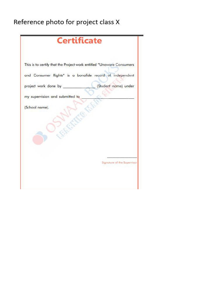 Reference Photo for Project Class X | PDF