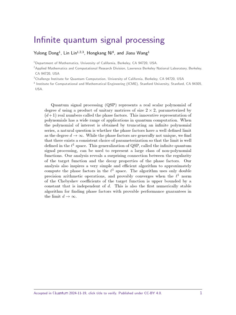 Infinite Quantum Signal Processing Explained | PDF | Matrix ...