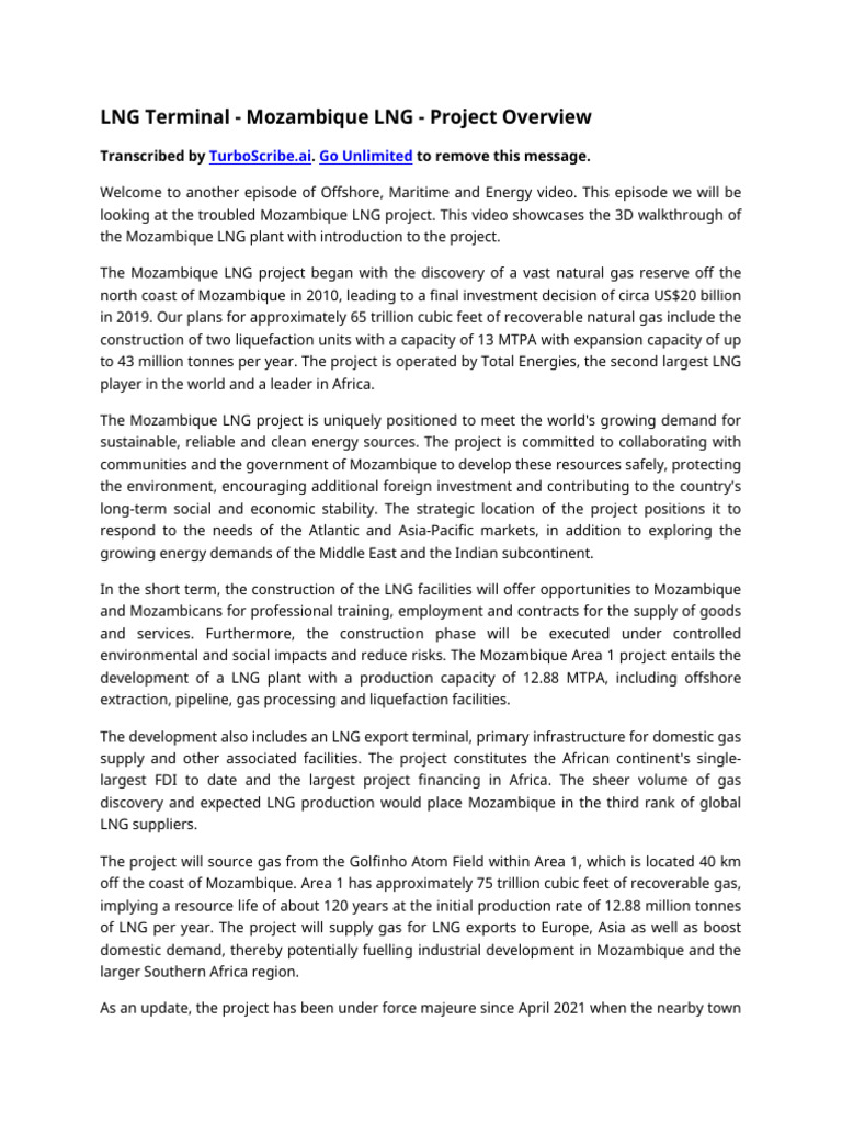 Mozambique LNG Project Overview 2023 | PDF | Liquefied Natural Gas ...