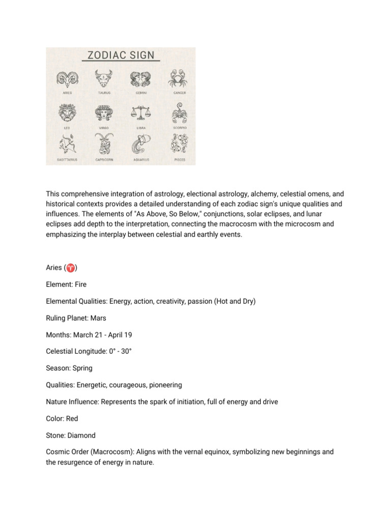Zodiac Signs: Astrology Insights & Omens | PDF | Planets In Astrology ...