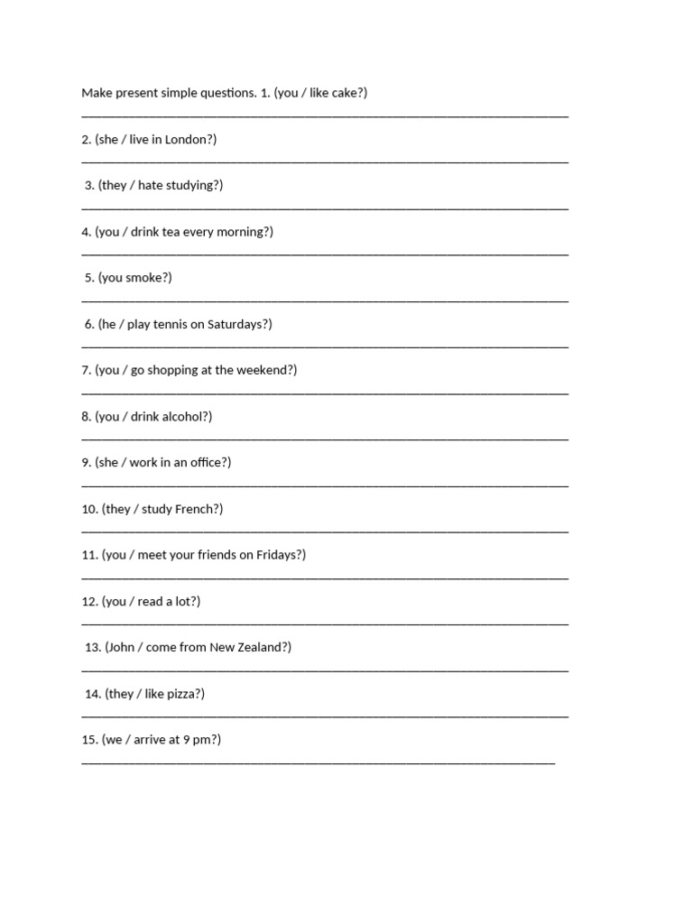 Make Present Simple Questions Yes No Question | PDF