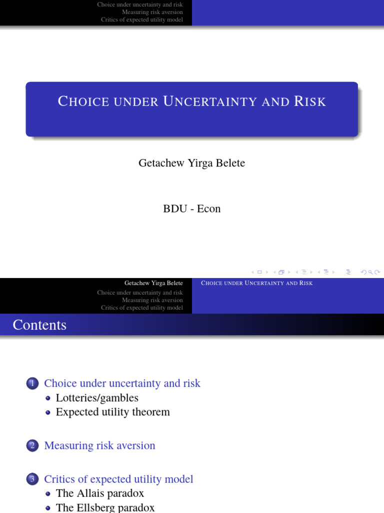 Understanding Risk and Decision-Making | PDF | Risk Aversion | Utility