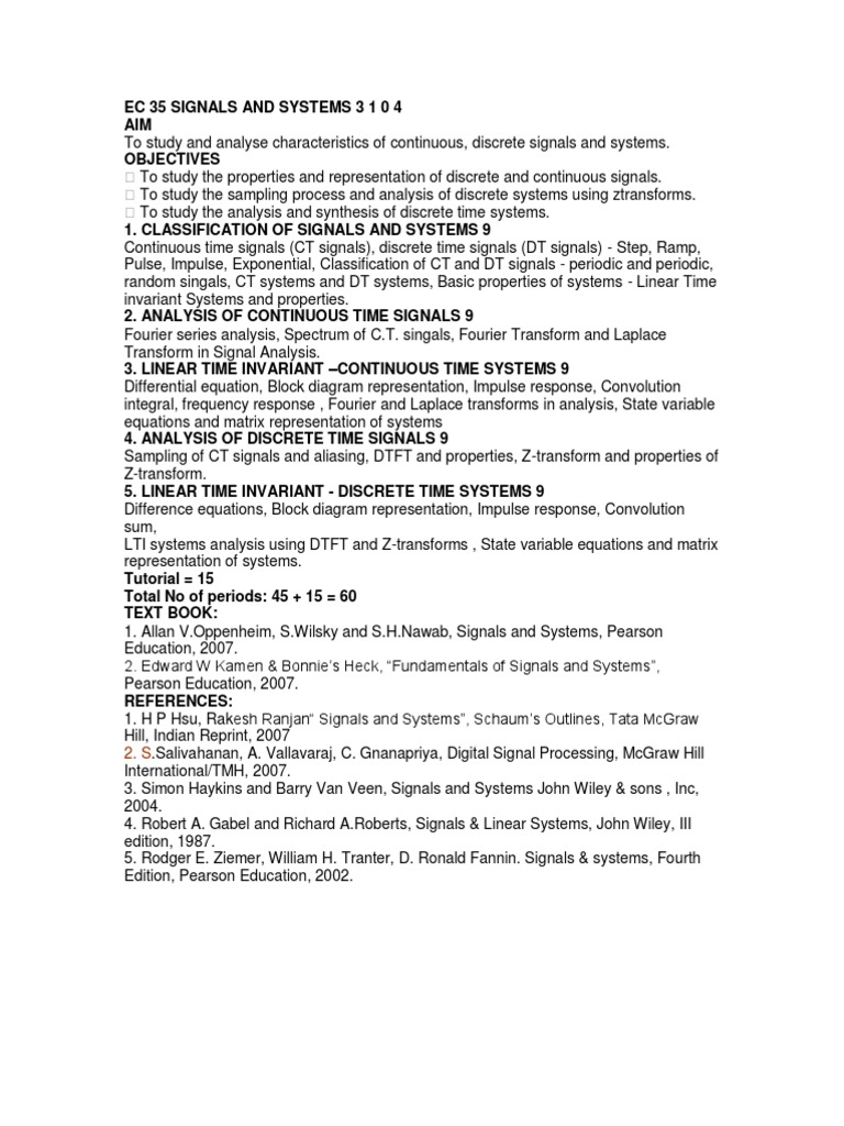 Signals and Systems | PDF | Spectral Density | Fourier Transform