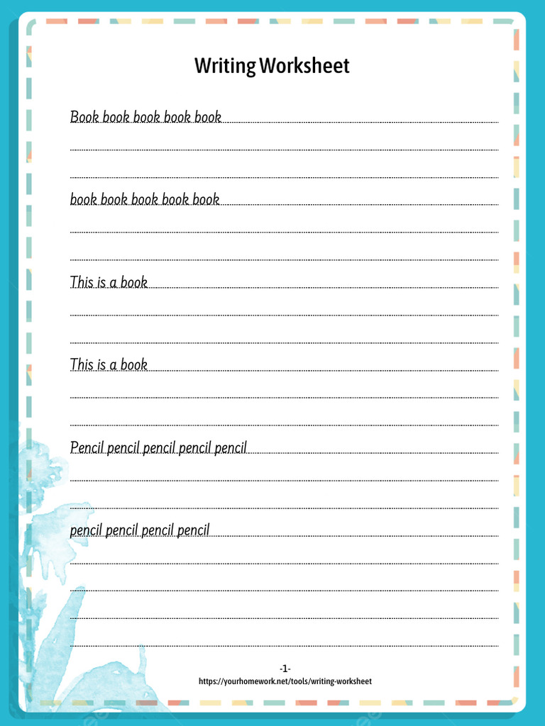 Writing Worksheet for Kids | PDF
