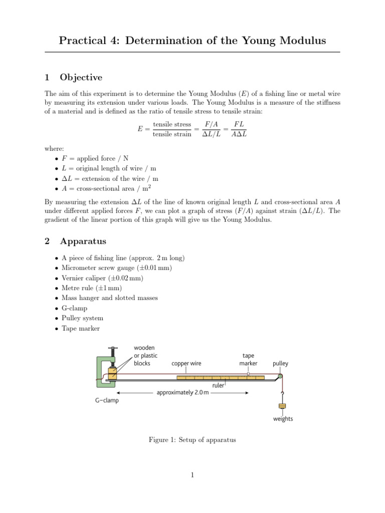Young Modulus Experiment Guide | PDF | Young's Modulus | Deformation ...