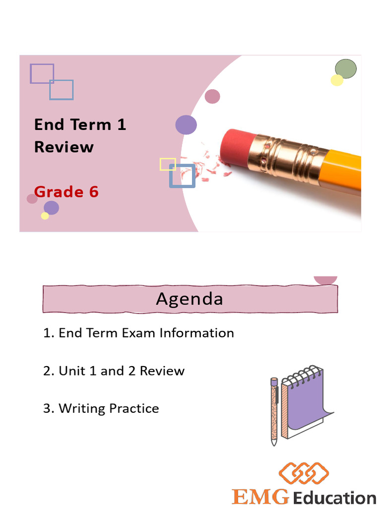 Grade 6 End Term 1 Exam Review Guide | PDF