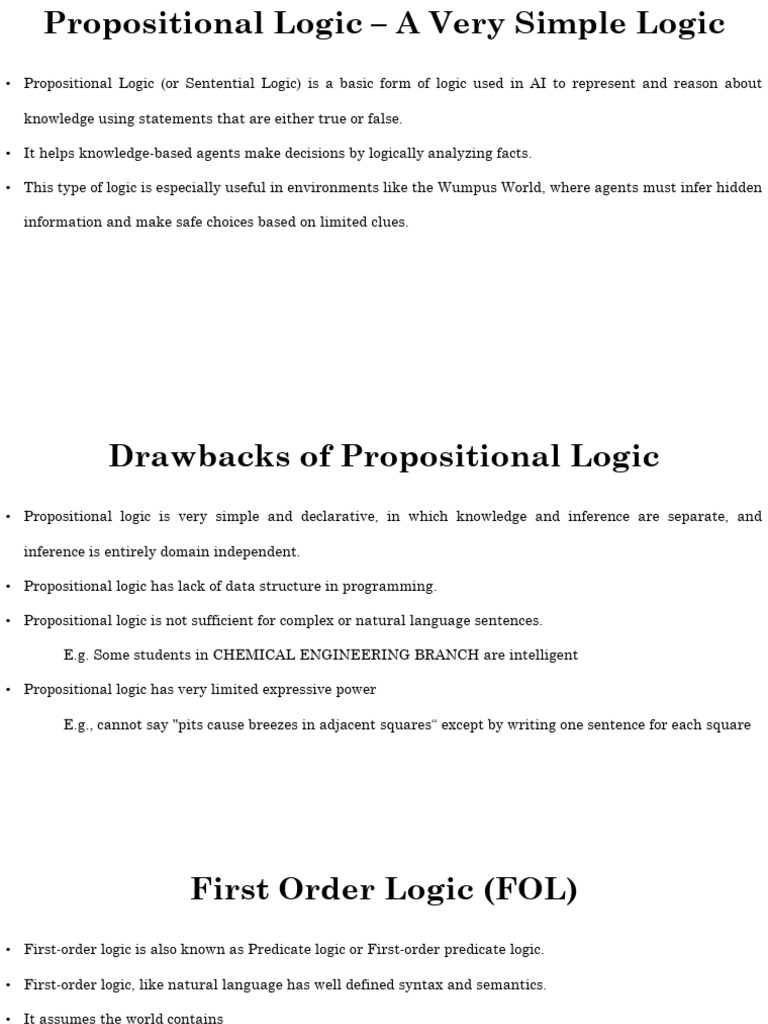 Propositional and First-Order Logic Explained | PDF | Logic | First ...