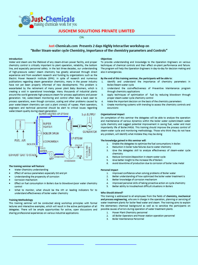 Boiler Water Chemistry Workshop | PDF | Boiler | Water