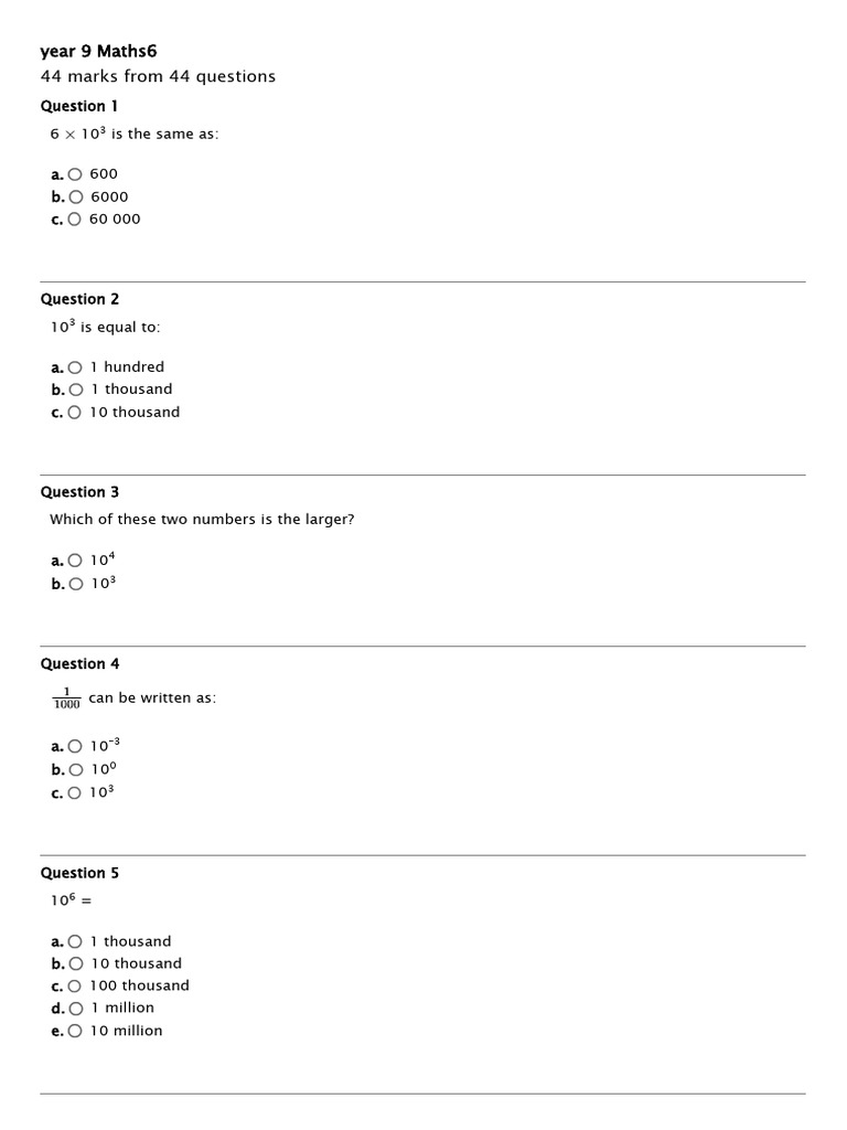 Year 9 Maths Practice Questions | PDF | Significant Figures | Number Theory