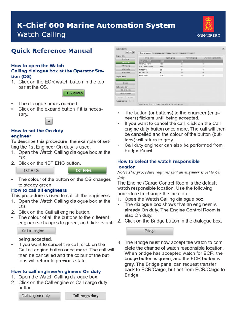 355011C K-Chief 600, Watch Calling Quick Reference Manual | PDF ...