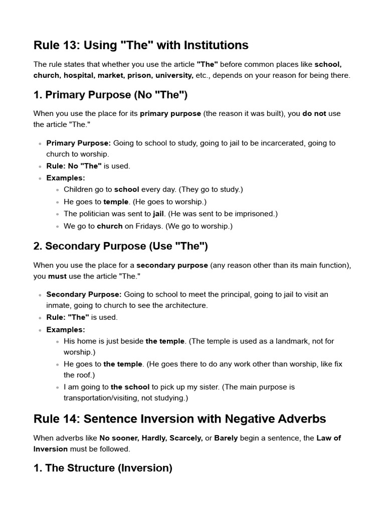 120 Rules of Grammar | PDF | Verb | Subject (Grammar)