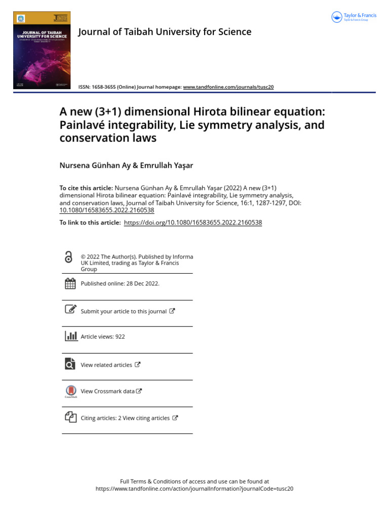 New (3+1)D Hirota Equation Analysis | PDF | Waves | Equations