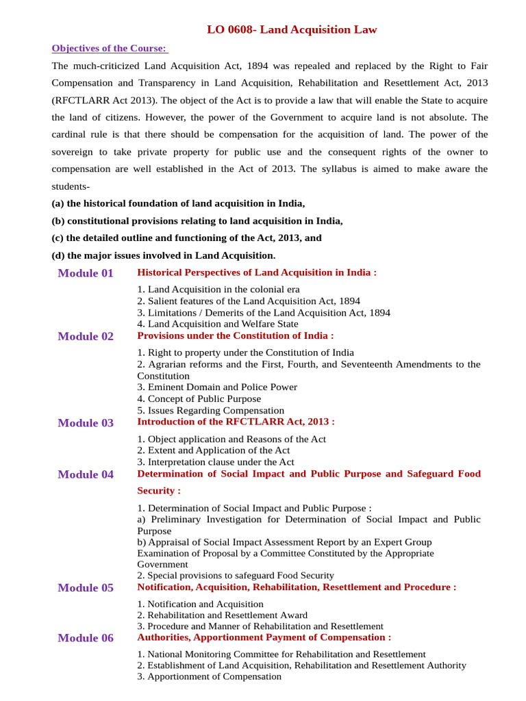 Land Acquisition Law Overview 2013 | PDF | Eminent Domain | Legal Documents