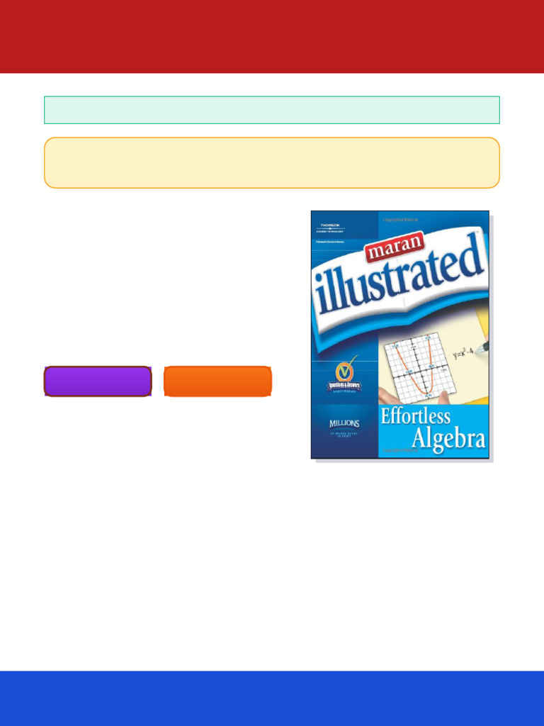 Maran Illustrated Effortless Algebra 1st Edition Marangraphics ...