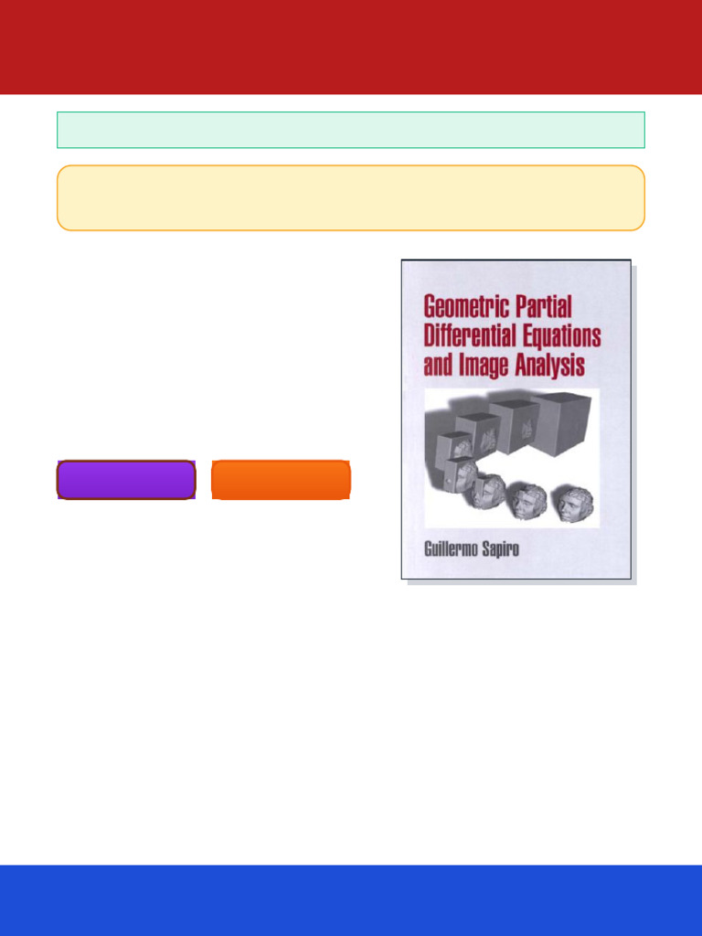 Geometric Partial Differential Equations and Image Analysis 1st Edition ...