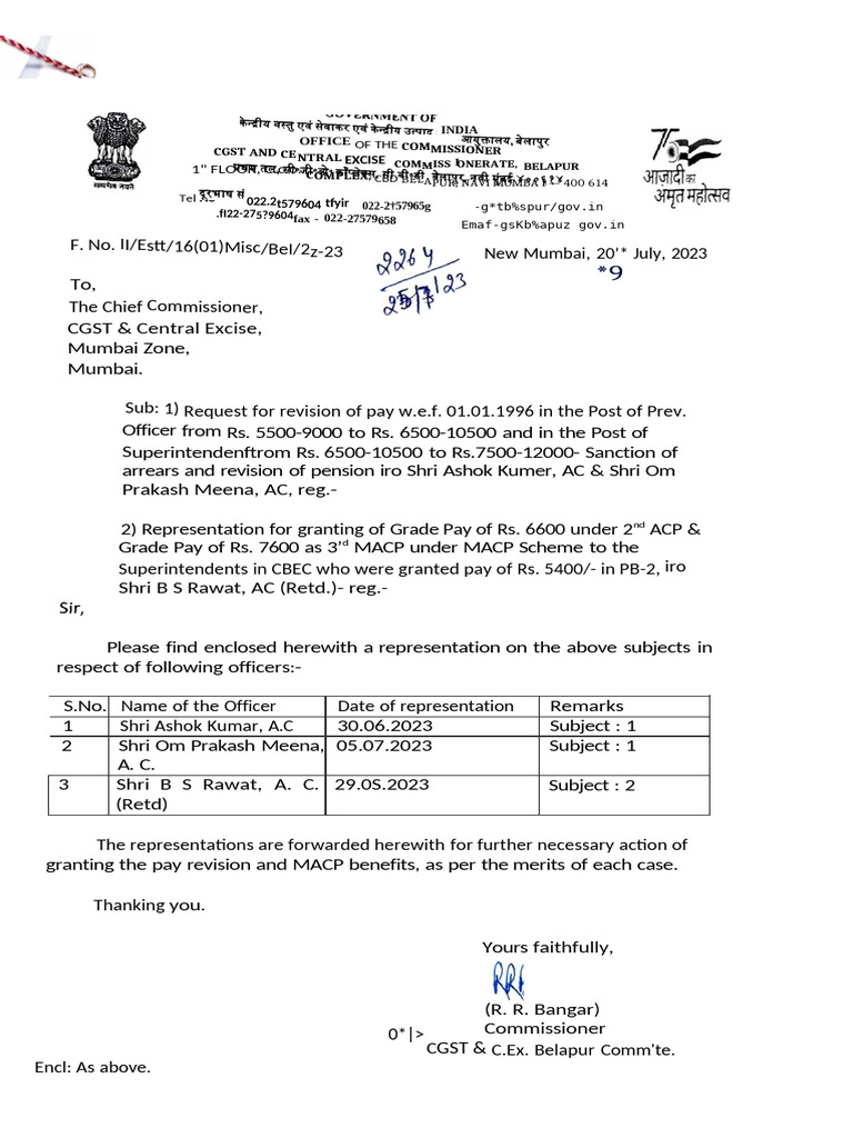 Pay Revision Request for CBEC Officers | PDF | Judgment (Law) | Legal ...