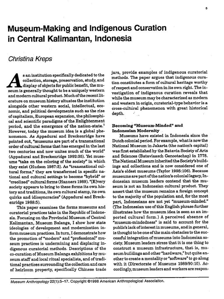 Kreps Christina, 'Museum Making in Kalimantan' | PDF