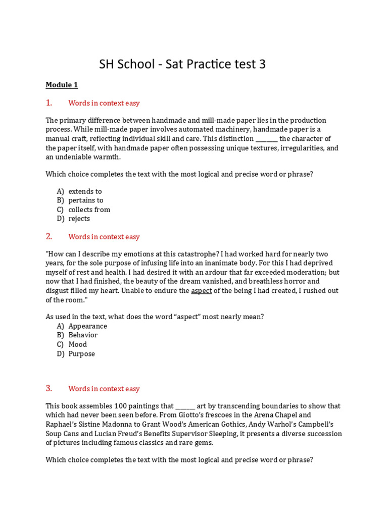 SAT Practice Test 3: Reading Comprehension | PDF | Atomic Nucleus | Atoms