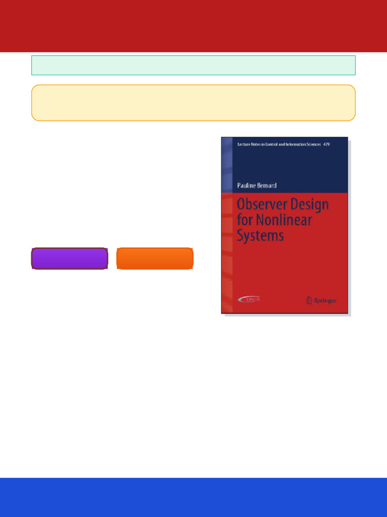 Observer Design for Nonlinear Systems Pauline Bernard ebook fresh pdf ...