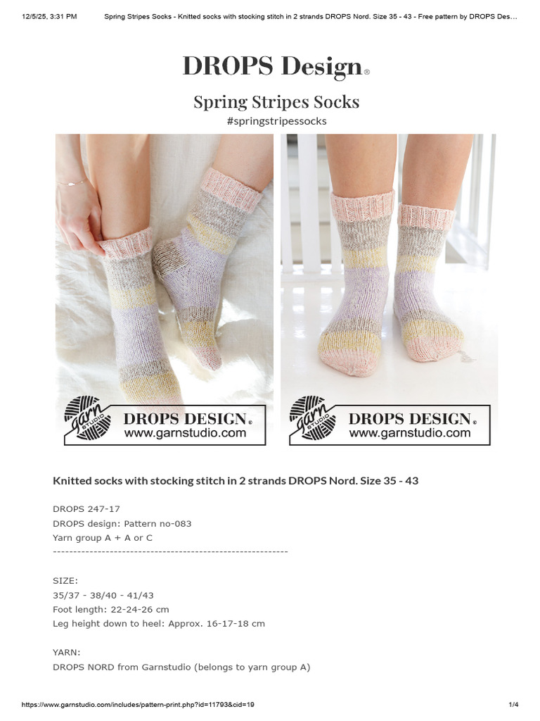 Spring Stripes Socks - Knitted Socks With Stocking Stitch in 2 Strands ...