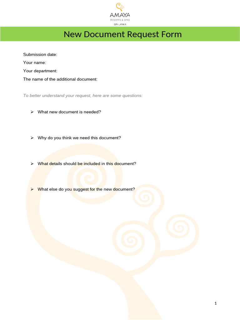 New Document Request Form Template | PDF