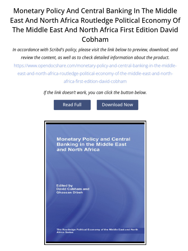 Monetary Policy and Central Banking in the Middle East and North Africa ...