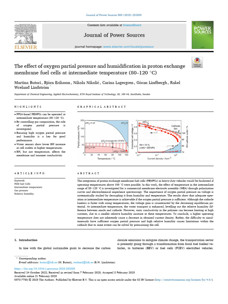 The Effect of Oxygen Partial Pressure and Humidification in Proton ...