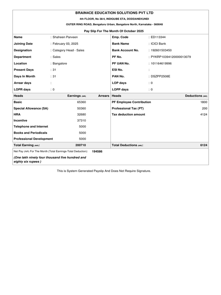 October Salary Slip | PDF | Government Finances | Taxes