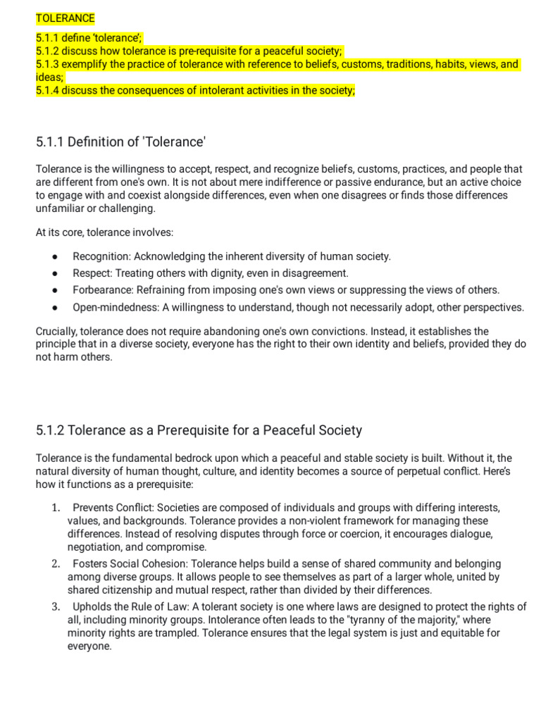 Understanding Tolerance in Society | PDF | Toleration | Human Rights
