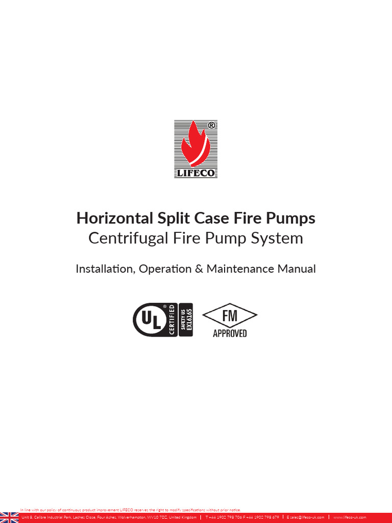 Horizontal Split Case Fire Pumps Manual | PDF | Pump | Bearing (Mechanical)