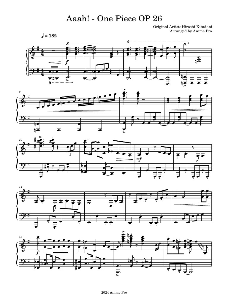 One Piece OP 26 Sheet Music | PDF