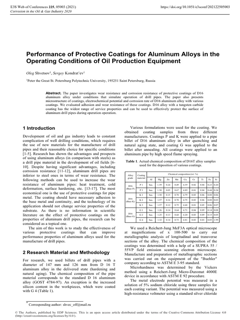 Performance of Protective Coatings For Aluminum Al | PDF | Corrosion ...