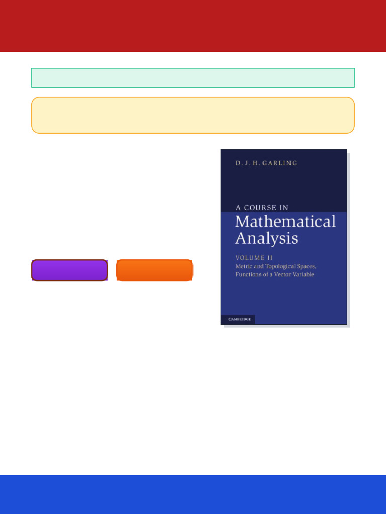 A Course in Mathematical Analysis Volume II Metric and Topological ...