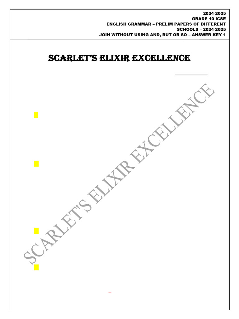 Join Without or, But n SO - Diff Prelim Papers - AK 1 - 2024-25 | PDF ...