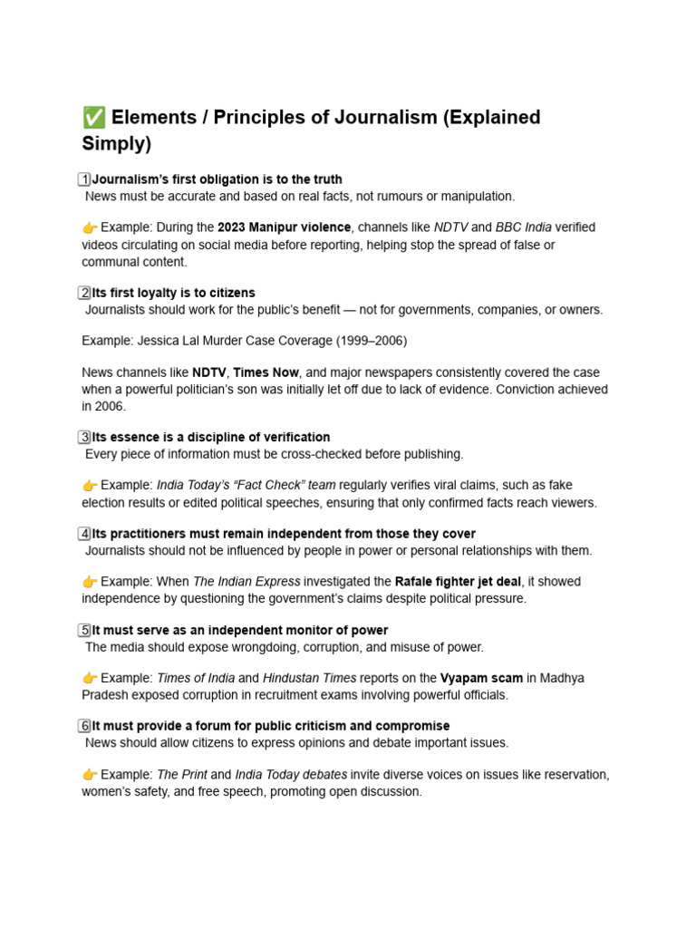 Principles of Journalism Explained | PDF | Journalism | News
