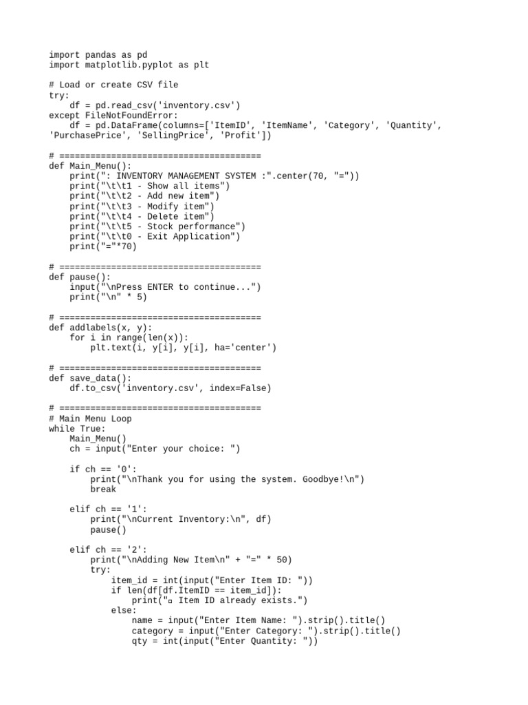 Inventory Management System Script | PDF | Computing